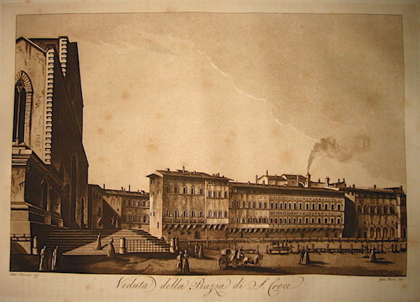 Terreni Antonio (disegnò) - Pera Giuseppe (incise) Veduta della Piazza di S. Croce 1801 Firenze 